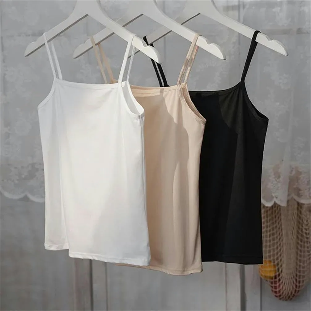 Solid Color Vest Soft Cotton Spaghetti Strap Crop top Summer Casual Camisole Sleeveless Basic Vest Summer Tops for Women