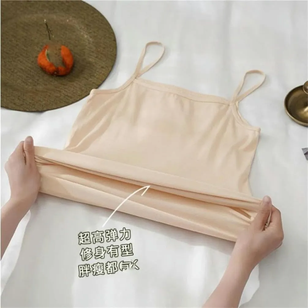 Solid Color Vest Soft Cotton Spaghetti Strap Crop top Summer Casual Camisole Sleeveless Basic Vest Summer Tops for Women