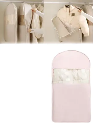 Space Saver Closet Organizers,Space Saving Hanging Garment Bag with Self Compression Zipper,Dust Cover Clothes Bags for Down Coat (Pink, Medium)