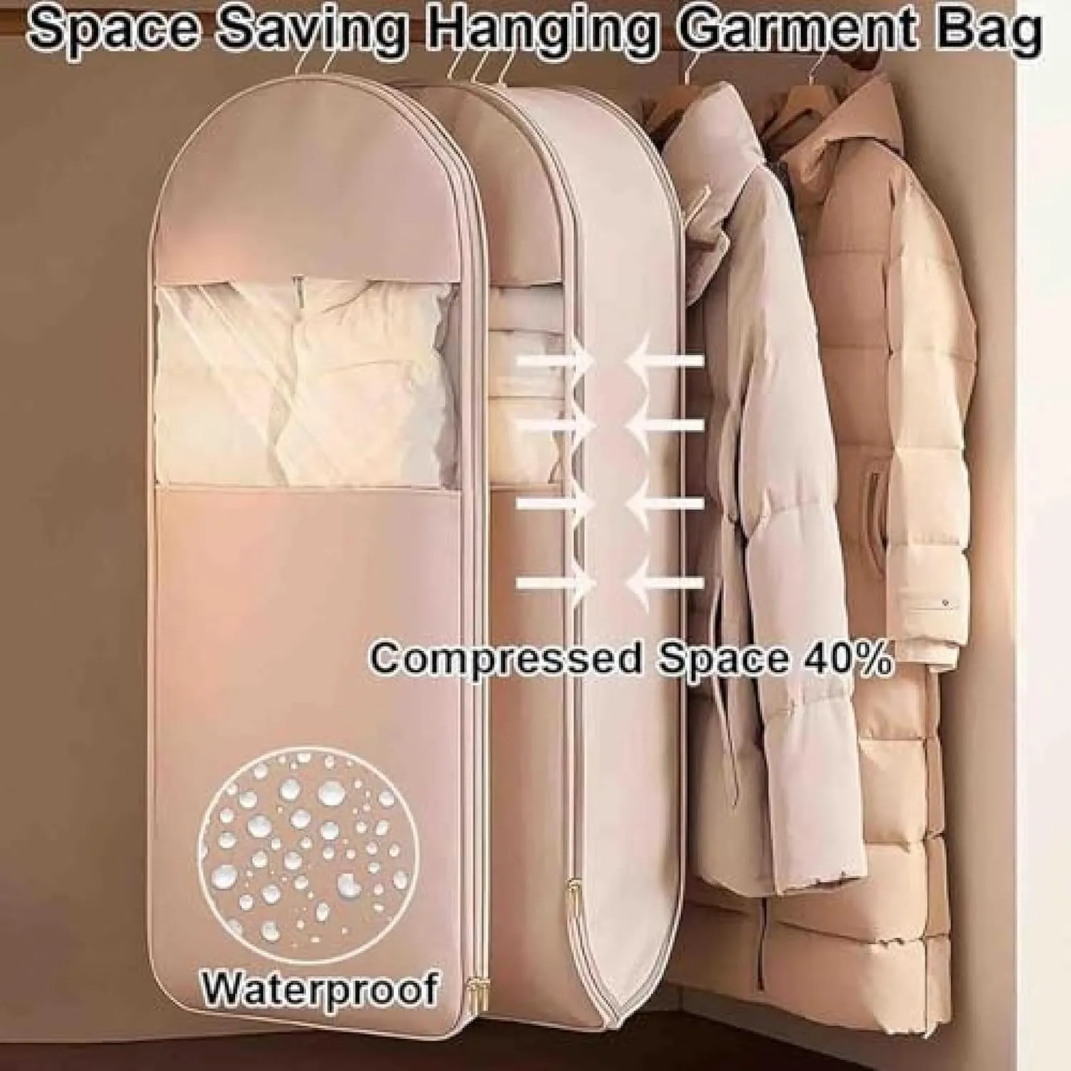 Space Saving Bags Hanging Luggage Garment Bag Ultra Space Saving Self Compression Organizer with Hanging Space Saver Bag for Travel and Storage