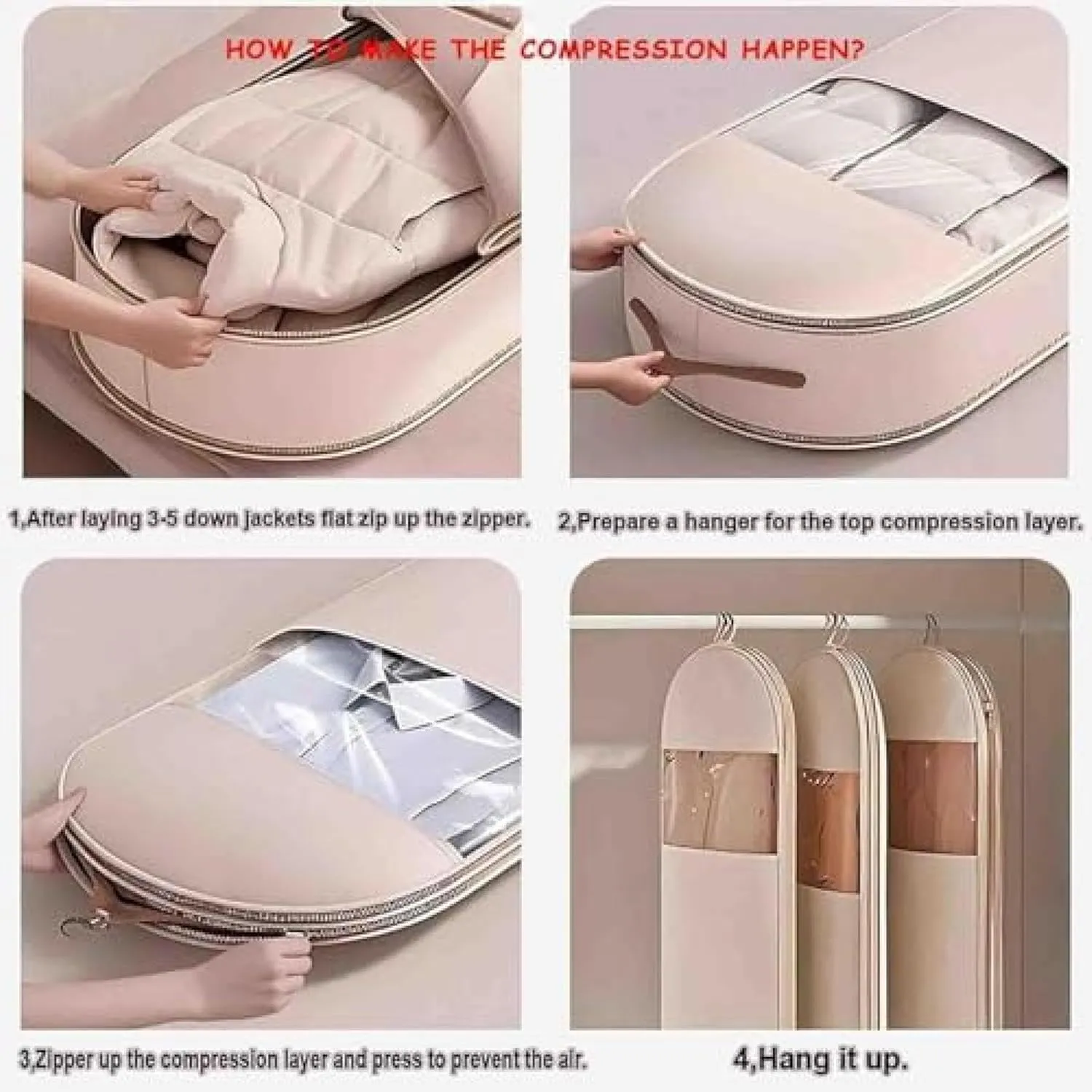 Space Saving Bags Hanging Luggage Garment Bag Ultra Space Saving Self Compression Organizer with Hanging Space Saver Bag for Travel and Storage