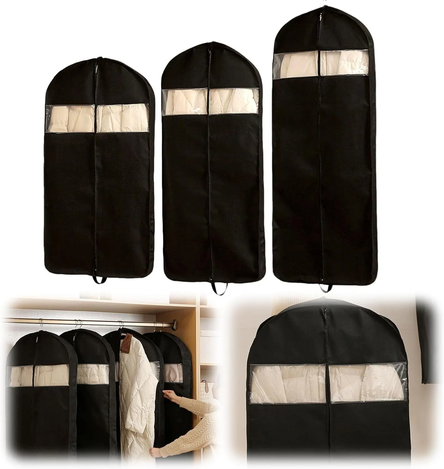 Space Saving Garment Bags for Travel, Hanging Clothes Travel Bag with Compression Zipper, Suit for Closet Travel, Garment Bags for Hanging Clothes, Wedding Dress Garment Bag, Foldable Storage (M L XL)