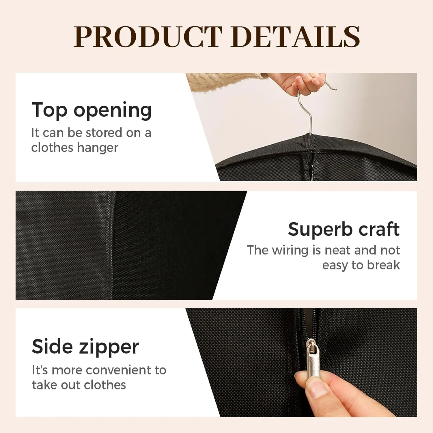 Space Saving Garment Bags for Travel, Hanging Clothes Travel Bag with Compression Zipper, Suit for Closet Travel, Garment Bags for Hanging Clothes, Wedding Dress Garment Bag, Foldable Storage (M L XL)