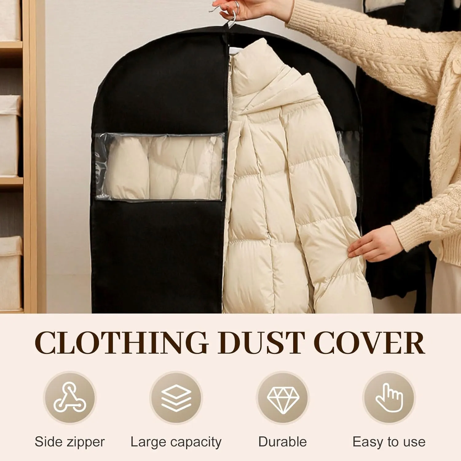 Space Saving Garment Bags for Travel, Hanging Clothes Travel Bag with Compression Zipper, Suit for Closet Travel, Garment Bags for Hanging Clothes, Wedding Dress Garment Bag, Foldable Storage (M L XL)