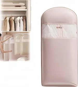 Space Saving Hanging Garment Bag with Self Compression Zipper, 2025 Closet Organizer, Dust Cover Clothes Bag for Down Coat, Heavy Duty Storage Solution, Space Saver for Wardrobe(Pink,X-Large)