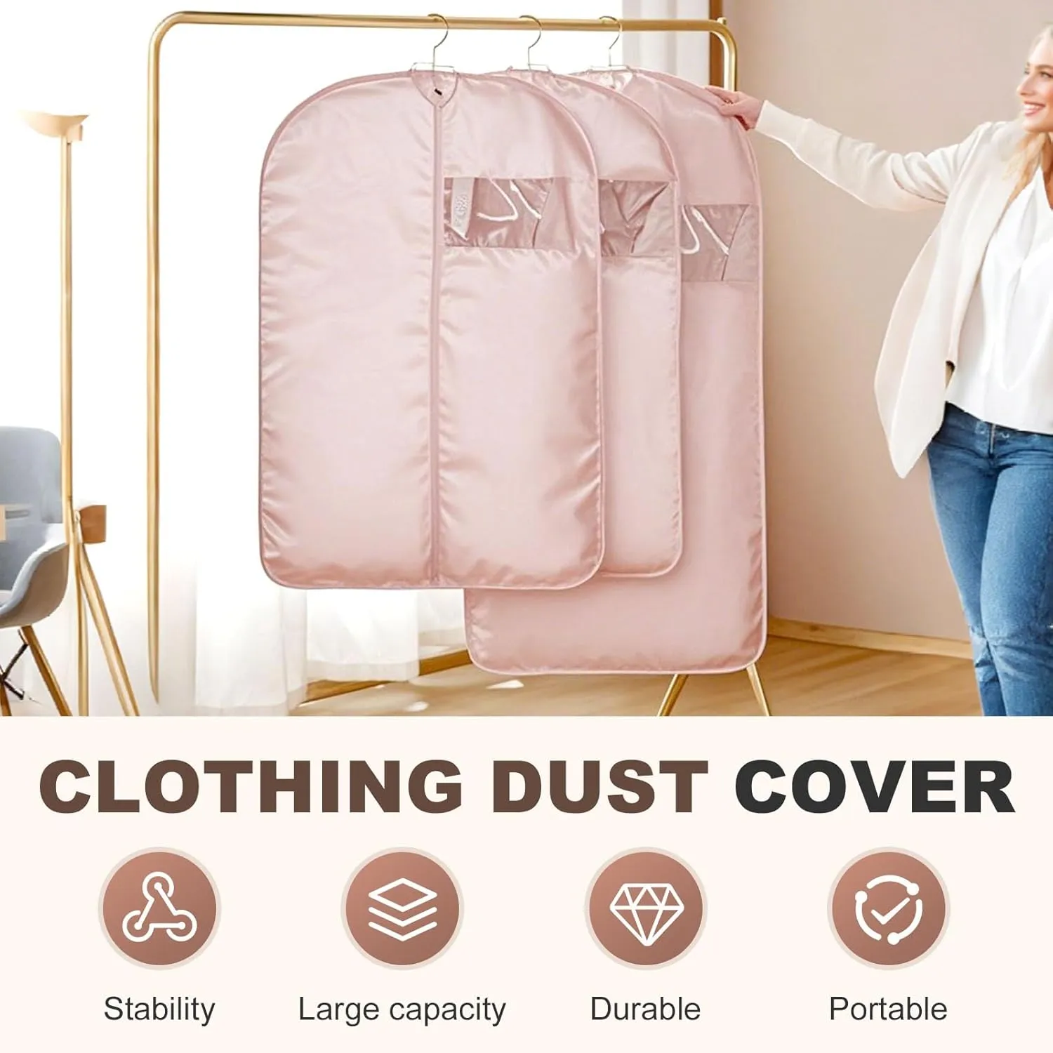Space Saving Hanging Garment Bag with Self Compression Zipper, 2025 New Creative Closet Clothes Storage Bags, Household Hanging Clothes Dust Cover for Coats,Down,Jackets,Suits (Blue, X-Large)