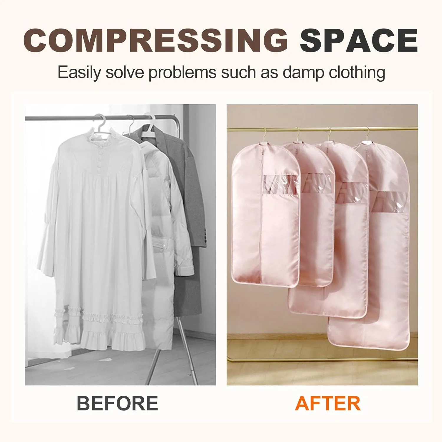 Space Saving Hanging Garment Bag with Self Compression Zipper, 2025 New Creative Closet Clothes Storage Bags, Household Hanging Clothes Dust Cover for Coats,Down,Jackets,Suits (Blue, X-Large)
