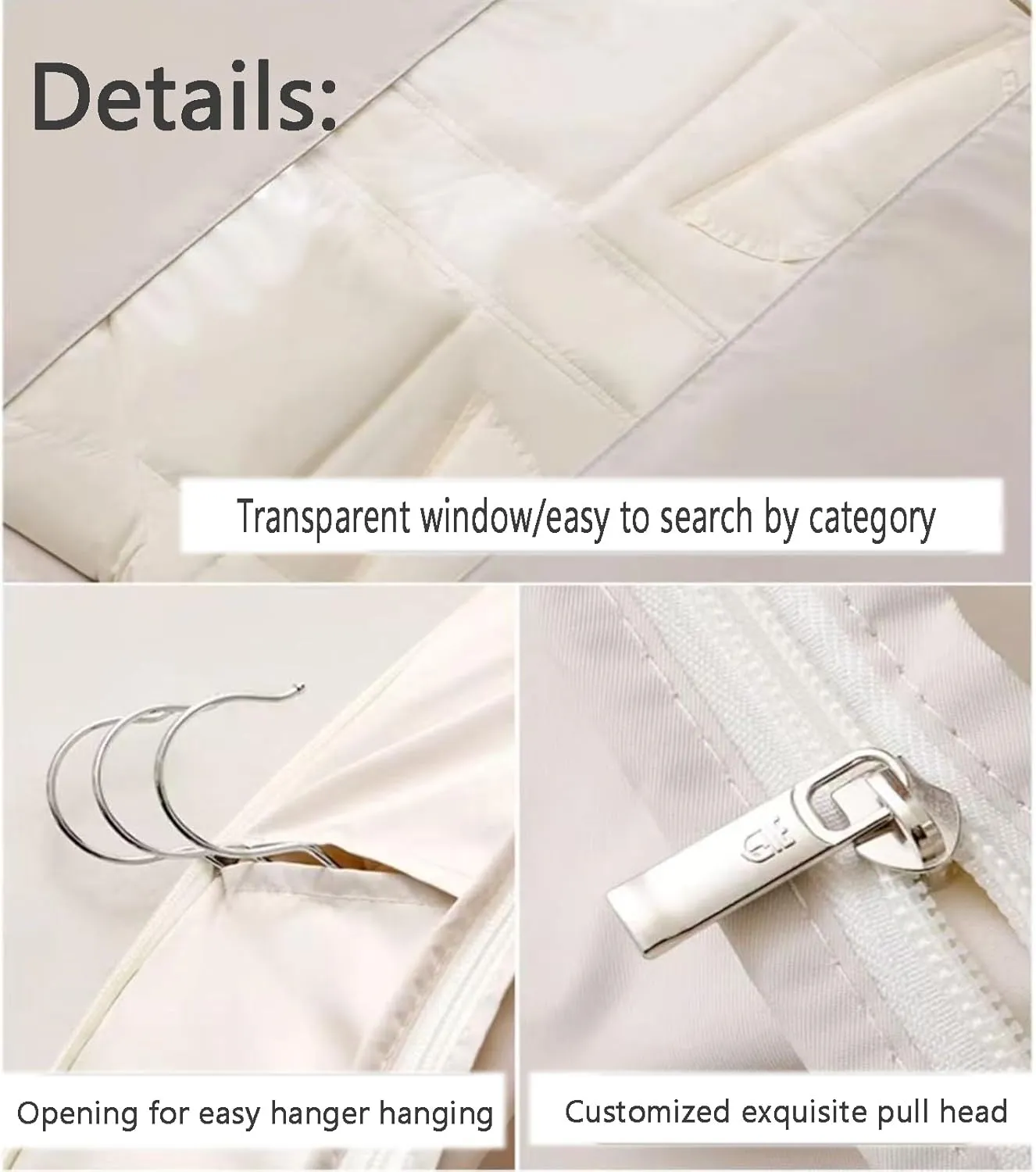 Space Saving Hanging Garment Bag With Self Compression Zipper,Protects Your Clothes From Wrinkles,Wet,Durable,Wardrobe Heavy Duty Garment Bag For Down Coat (Beige,M)