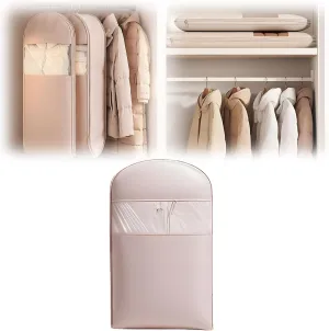 Space Saving Hanging Garment Bag,Garment Bag for Hanging Clothes,Dust Cover Clothes Bags with Self Compression Zipper for Coats, Down Jackets, Suits, Skirts,Neatly Hanging