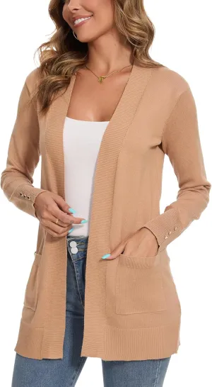 Spicy Sandia Women's Knit Cardigan Sweaters with Pockets Long Sleeve Open Front Lightweight Cardigan