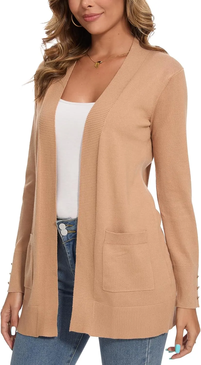 Spicy Sandia Women's Knit Cardigan Sweaters with Pockets Long Sleeve Open Front Lightweight Cardigan