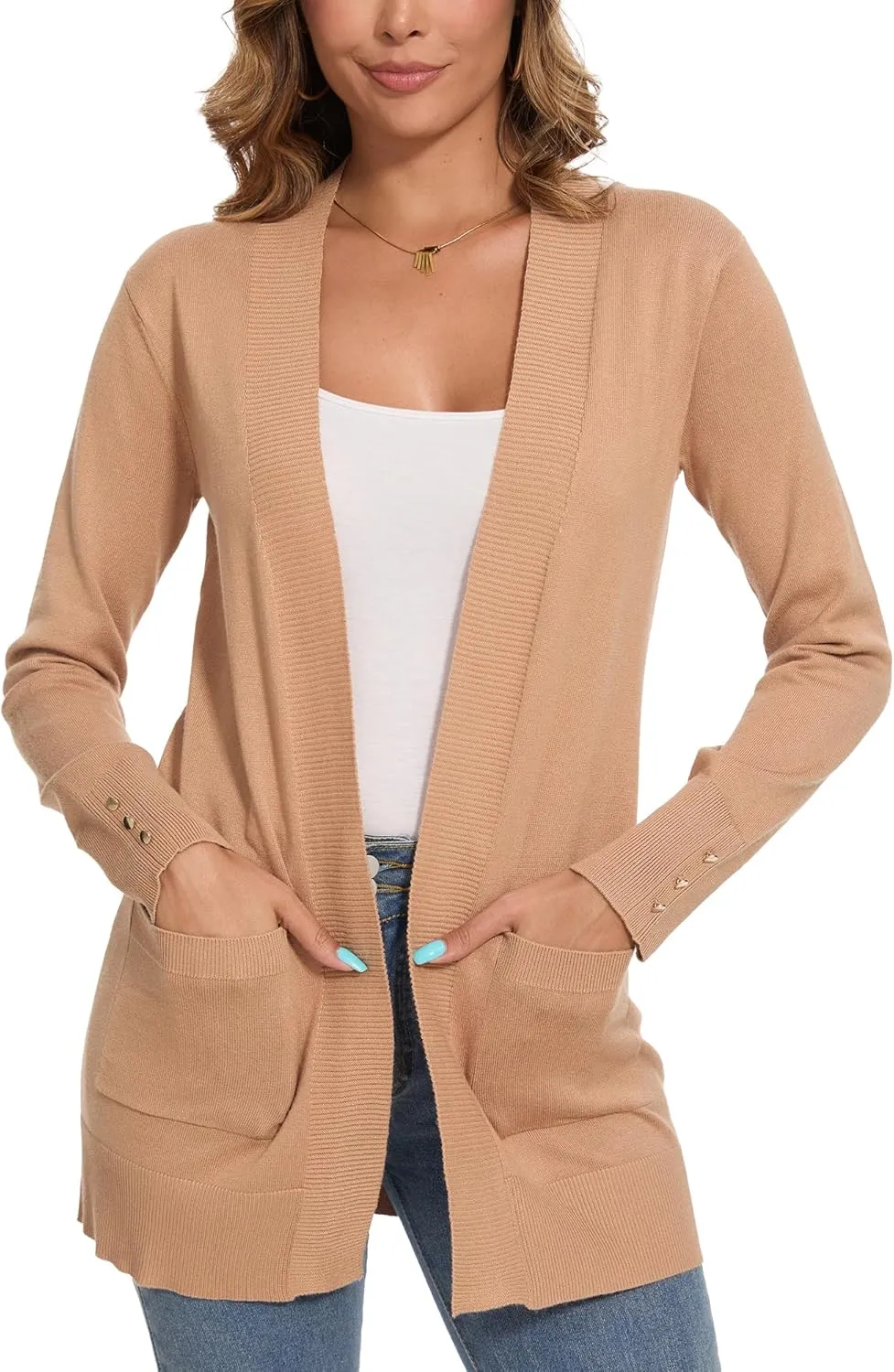 Spicy Sandia Women's Knit Cardigan Sweaters with Pockets Long Sleeve Open Front Lightweight Cardigan