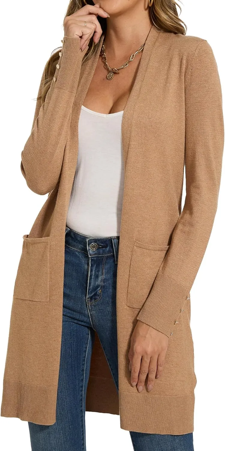 Spicy Sandia Women's Long Dressy Cardigan Sweaters with Pockets Lightweight Duster Coat