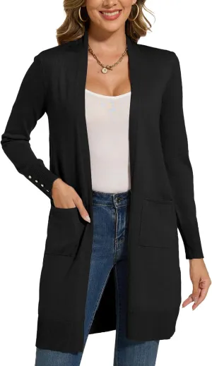 Spicy Sandia Women's Long Dressy Cardigan Sweaters with Pockets Lightweight Duster Coat