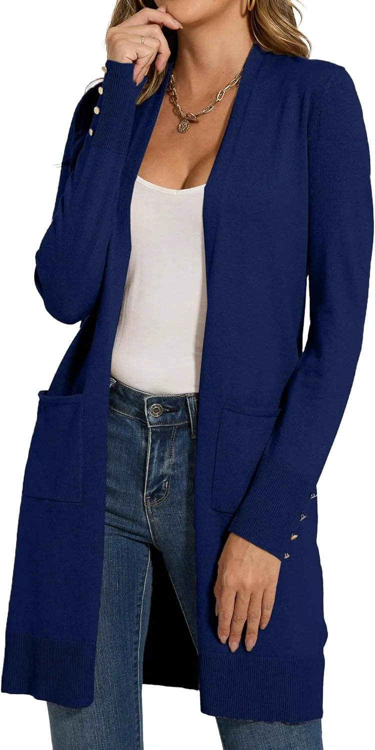 Spicy Sandia Women's Long Dressy Cardigan Sweaters with Pockets Lightweight Duster Coat