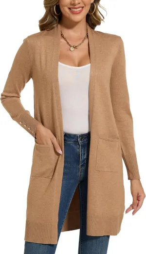 Spicy Sandia Women's Long Dressy Cardigan Sweaters with Pockets Lightweight Duster Coat