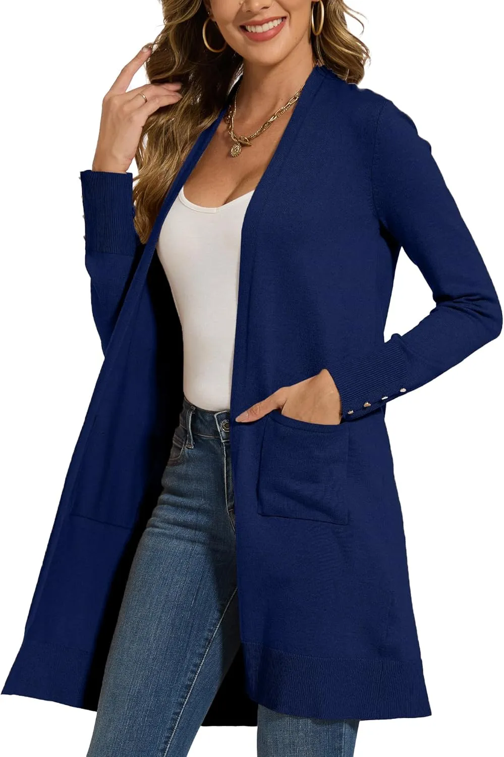 Spicy Sandia Women's Long Dressy Cardigan Sweaters with Pockets Lightweight Duster Coat