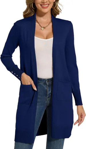 Spicy Sandia Women's Long Dressy Cardigan Sweaters with Pockets Lightweight Duster Coat