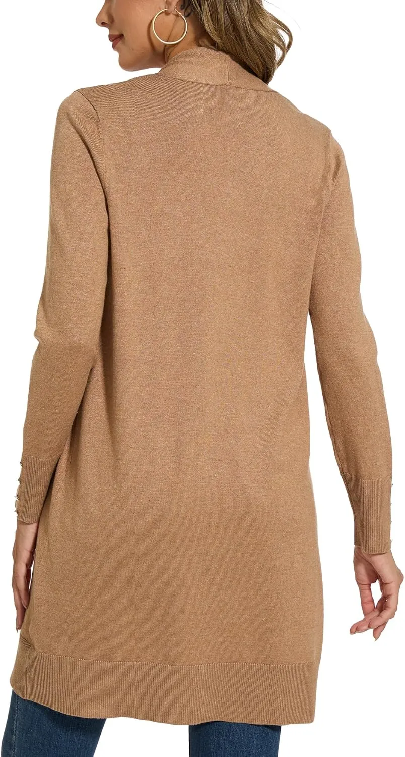 Spicy Sandia Women's Long Dressy Cardigan Sweaters with Pockets Lightweight Duster Coat