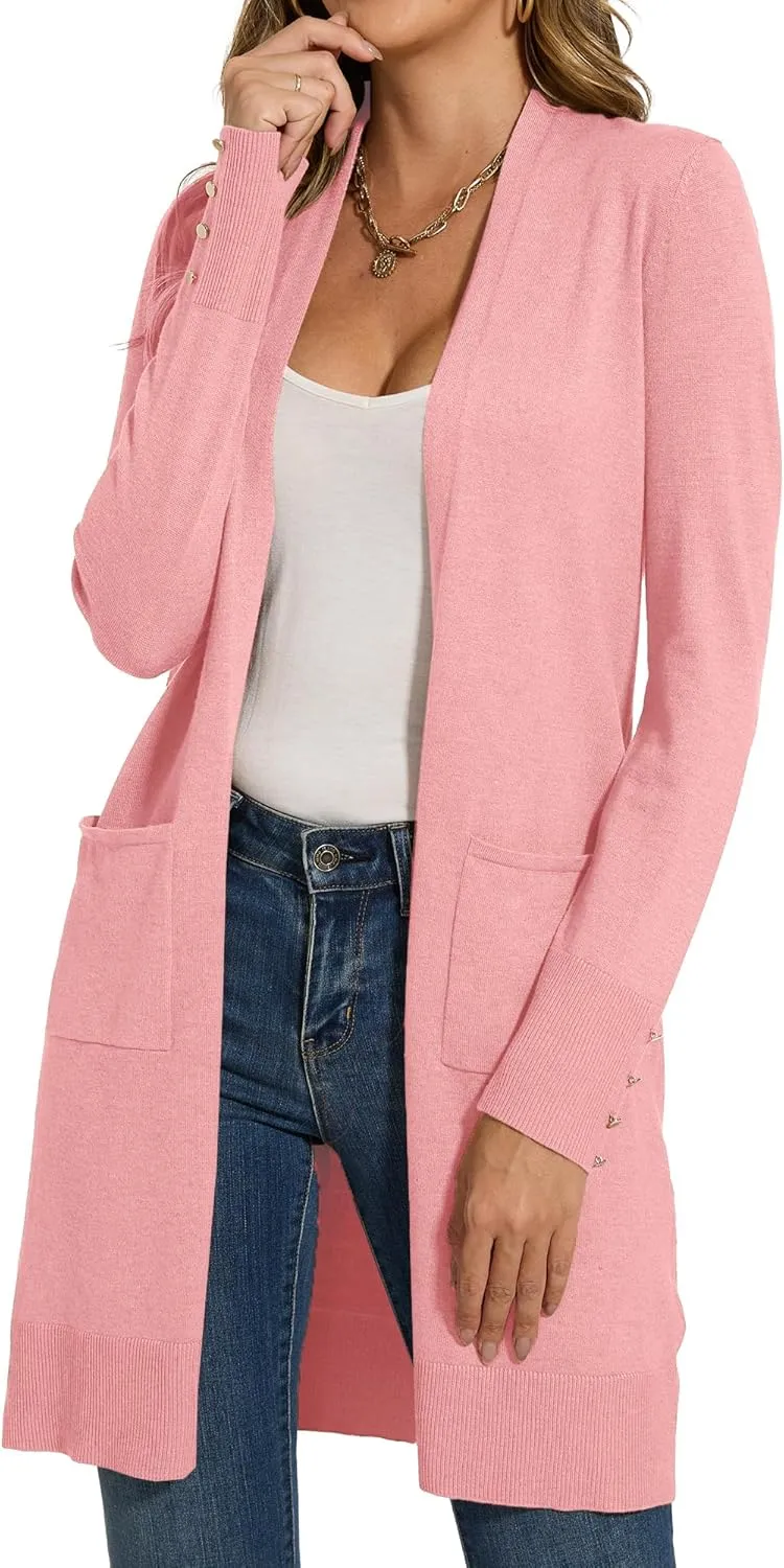 Spicy Sandia Women's Long Dressy Cardigan Sweaters with Pockets Lightweight Duster Coat