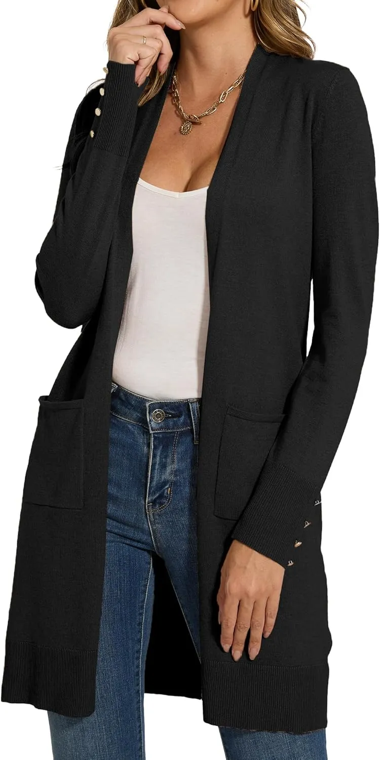 Spicy Sandia Women's Long Dressy Cardigan Sweaters with Pockets Lightweight Duster Coat