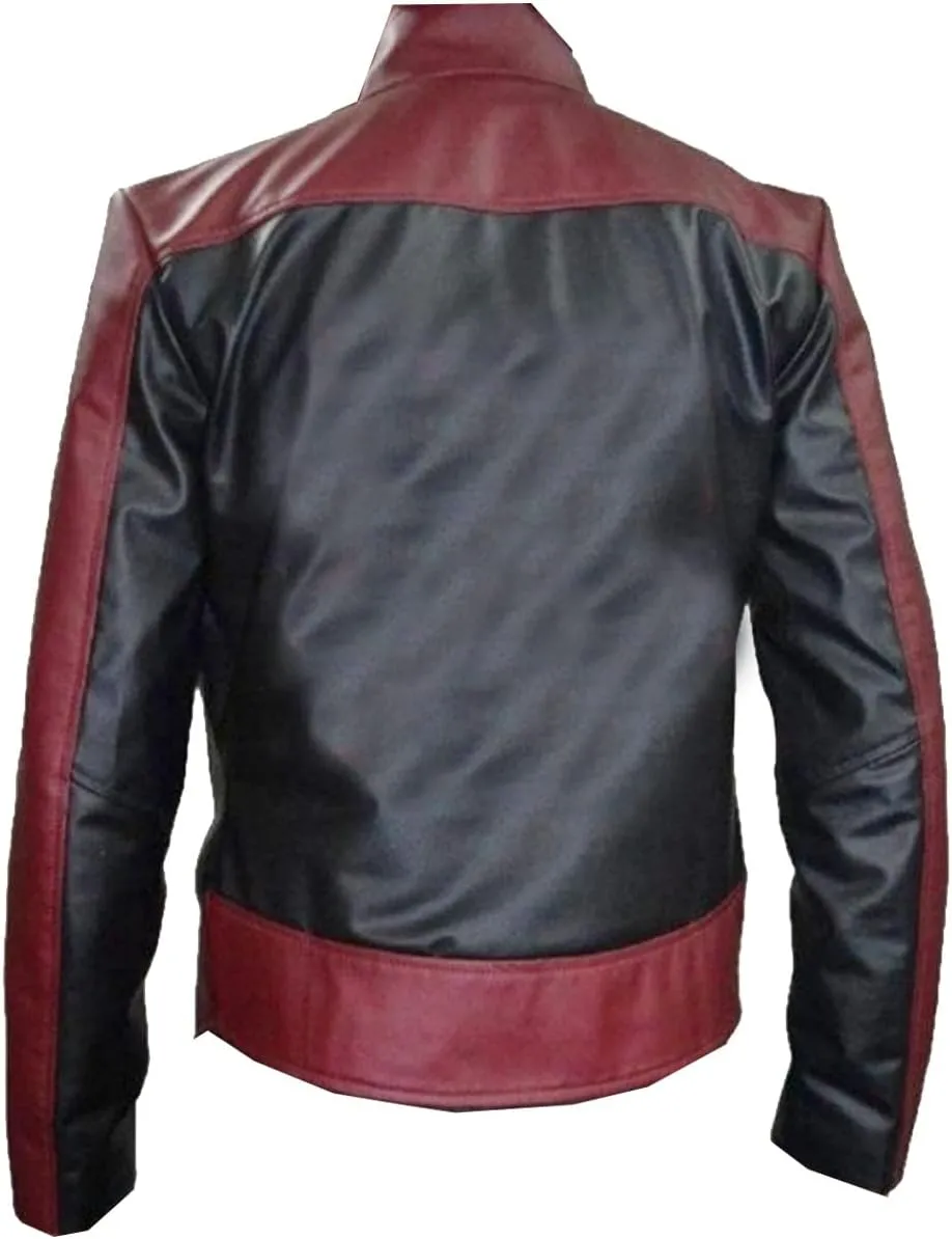 Spideey Man Maroon Faux leather Jacket Super hero Movie Design
