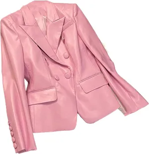 Spring Short Soft Pu Leather Blazer Long Sleeve Slim Fit Jackets for Women