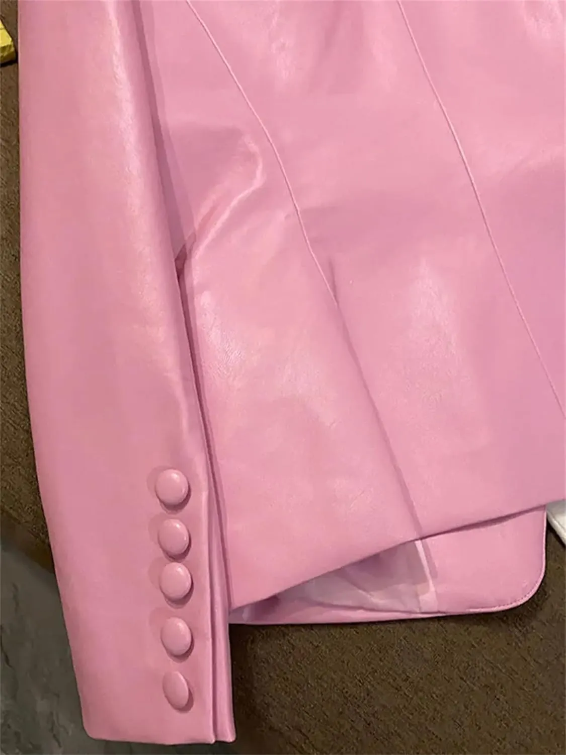 Spring Short Soft Pu Leather Blazer Long Sleeve Slim Fit Jackets for Women