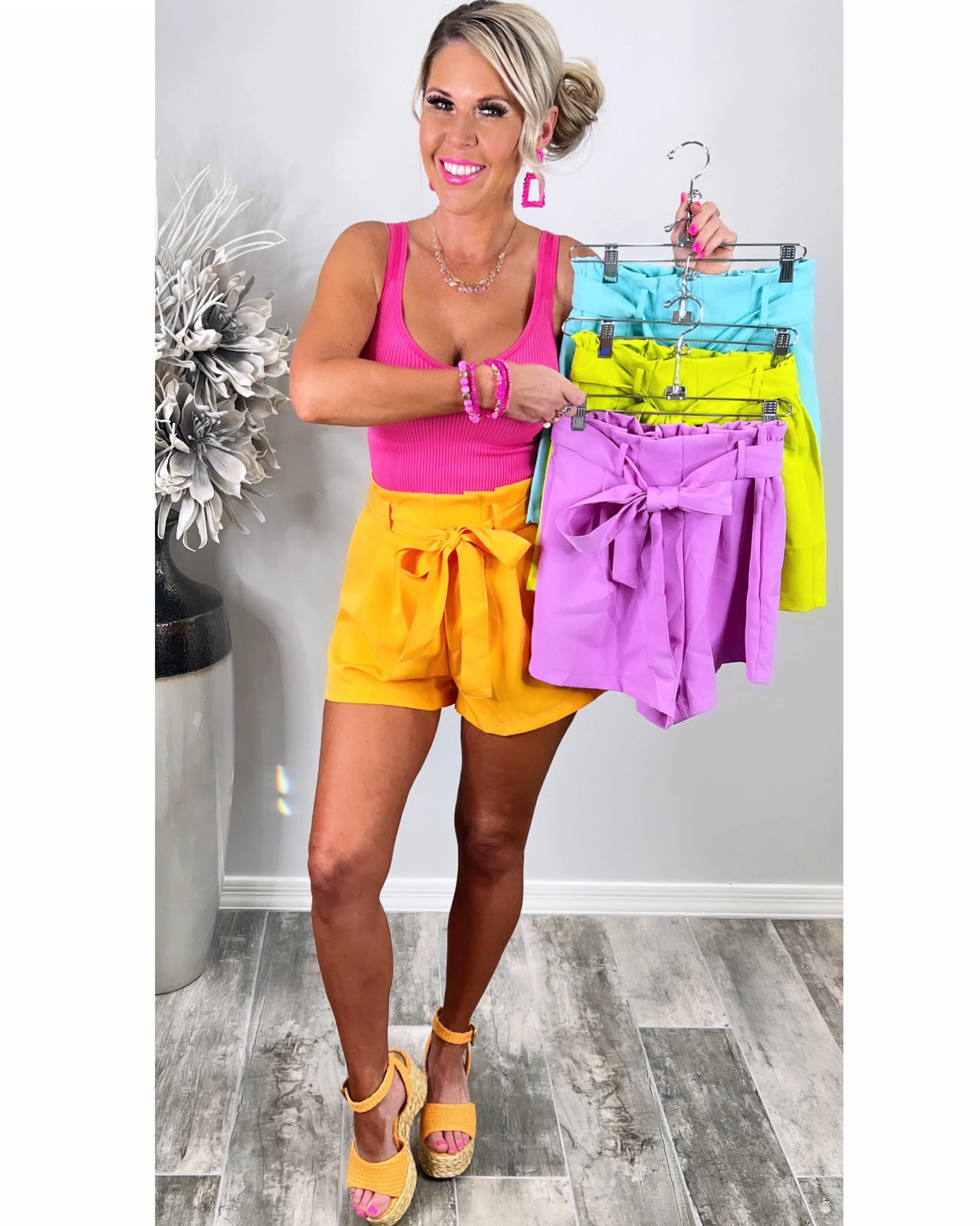 State Of Mind Belted Shorts - Orange