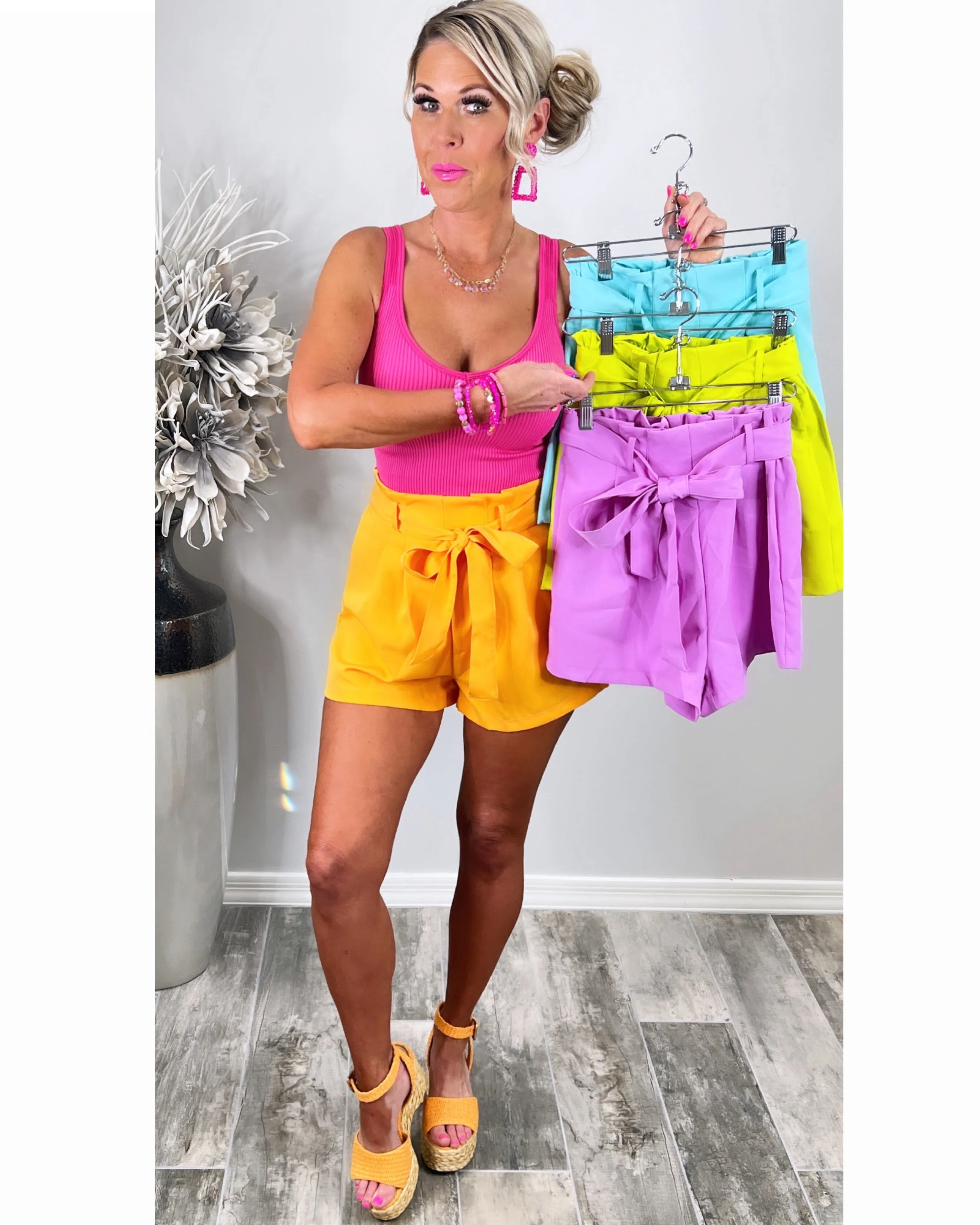 State Of Mind Belted Shorts - Orange