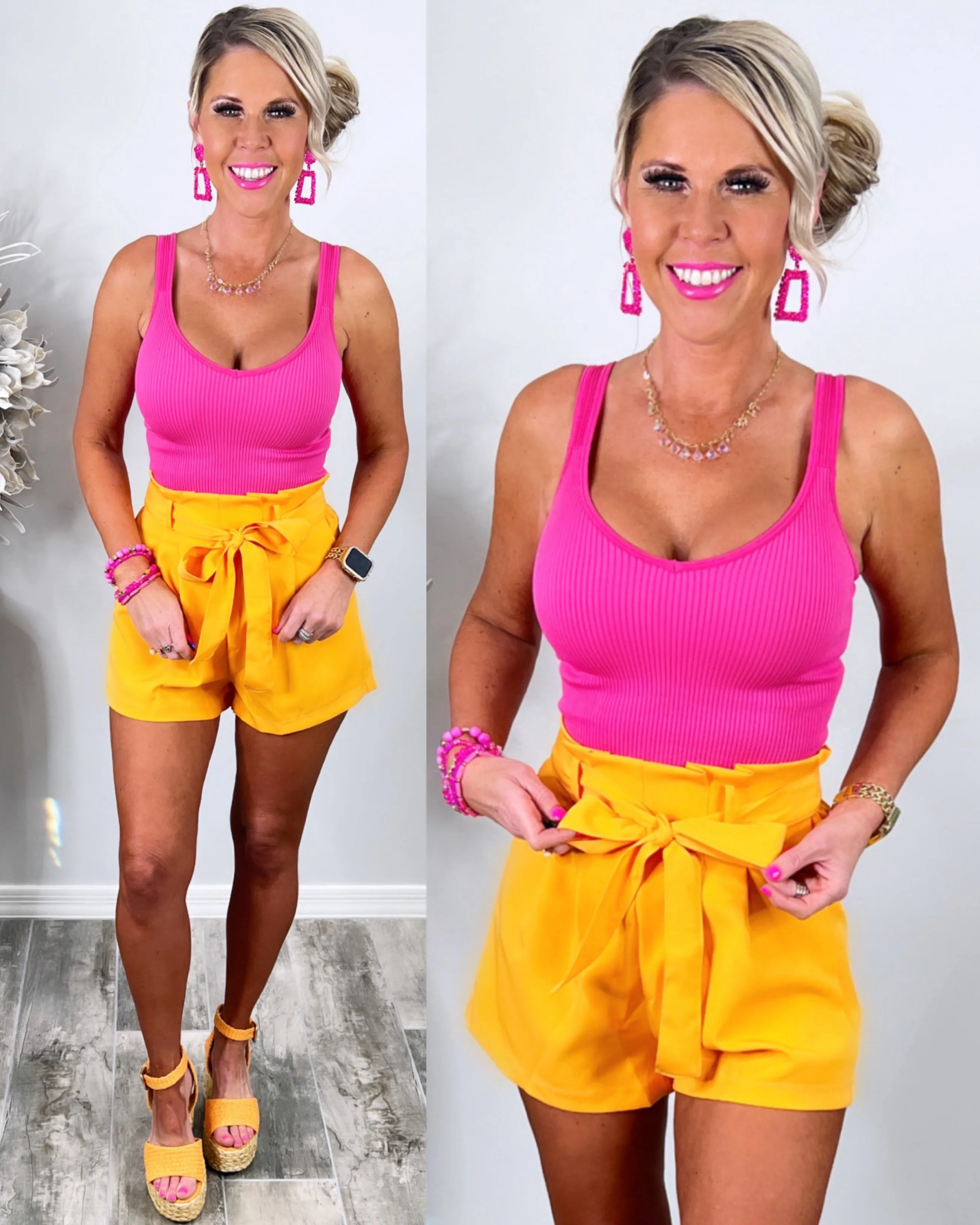 State Of Mind Belted Shorts - Orange