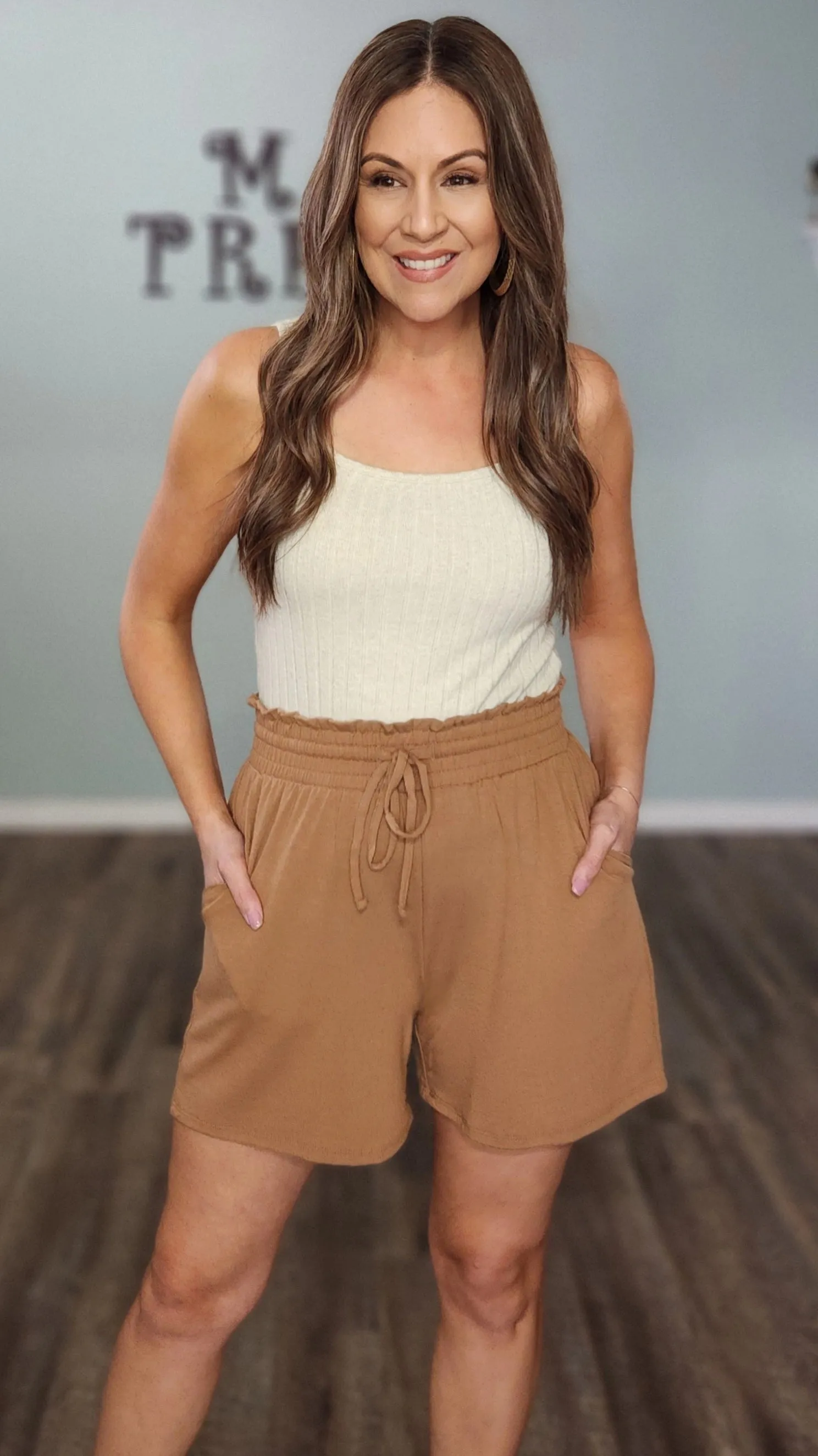Style and Ease Shorts- Camel
