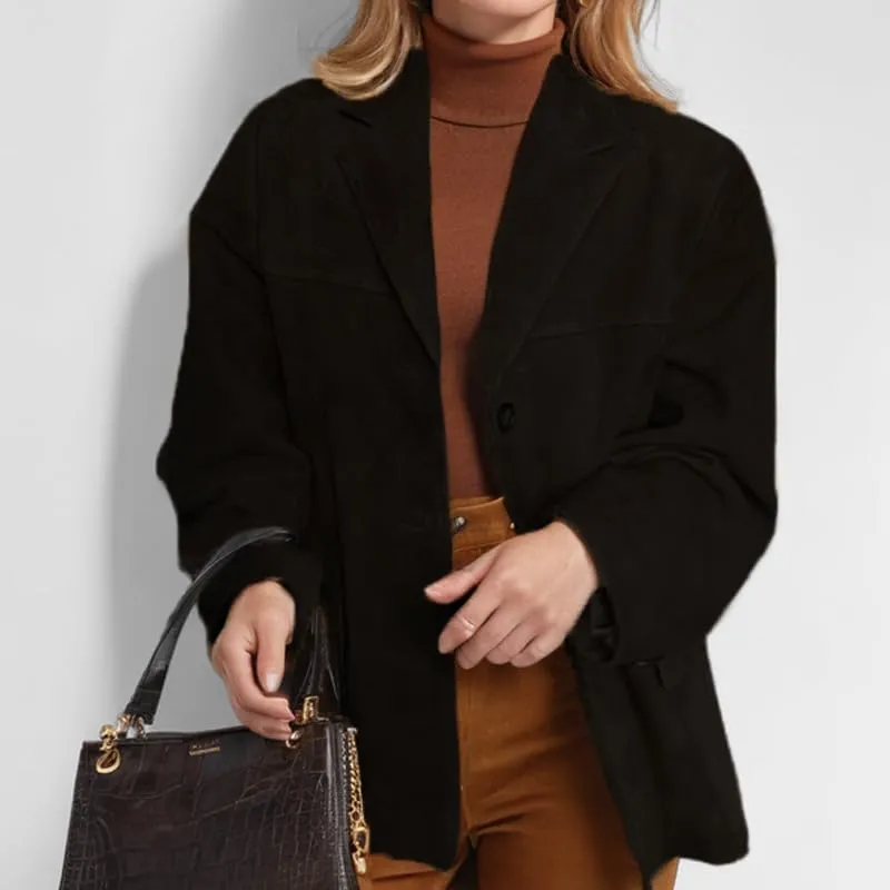 Suede Jacket for Women Oversized Y2K Blazer Faux Leather Jackets Old Money Fall Outfits 2024
