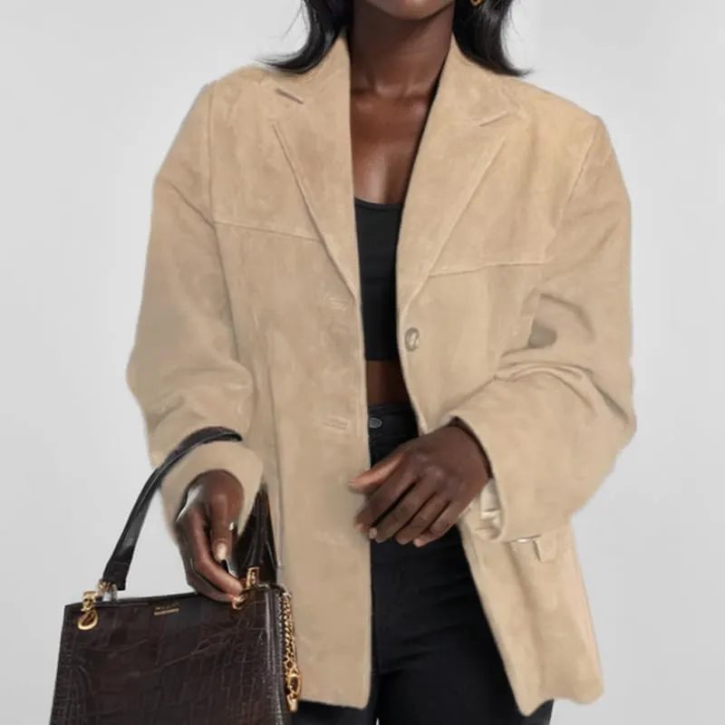Suede Jacket for Women Oversized Y2K Blazer Faux Leather Jackets Old Money Fall Outfits 2024