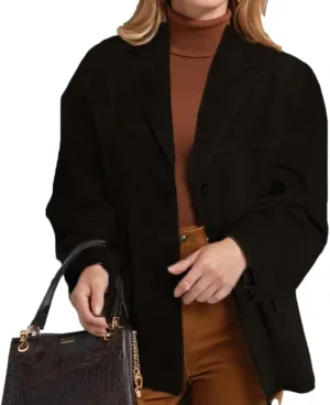 Suede Jacket for Women Oversized Y2K Blazer Faux Leather Jackets Old Money Fall Outfits 2024