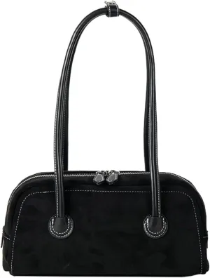 Suede Tote Bag Black Shoulder Bag Suede Purse Slouchy Bag Vintage Purse Work Bag Satchel Boston Bag Hand Bags for Women 2024