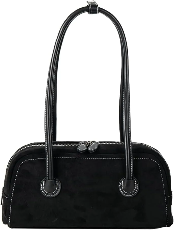 Suede Tote Bag Black Shoulder Bag Suede Purse Slouchy Bag Vintage Purse Work Bag Satchel Boston Bag Hand Bags for Women 2024