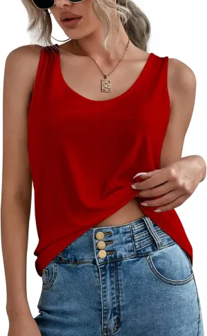 Sunshine swing Women's Cotton Solid Camisole Tank Tops Loose Fit Scoop Neck Sleeveless Summer Shirt