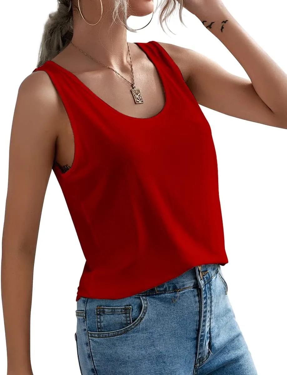 Sunshine swing Women's Cotton Solid Camisole Tank Tops Loose Fit Scoop Neck Sleeveless Summer Shirt