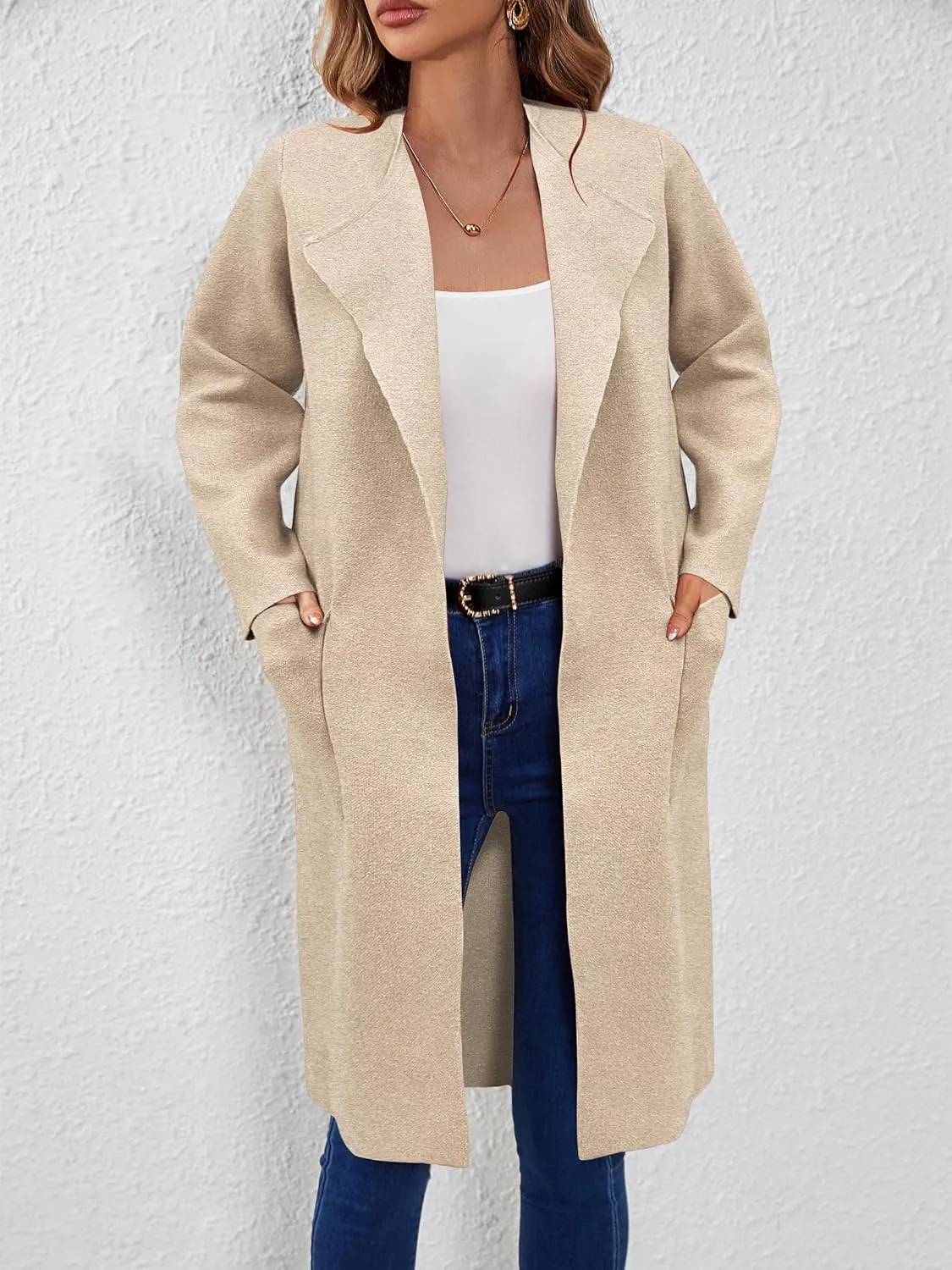 SuperPrity Cardigan Sweaters for Women Fall Fashion 2024 Casual Open Front Knit Long Coatigan Jackets Coat Trendy Outerwear