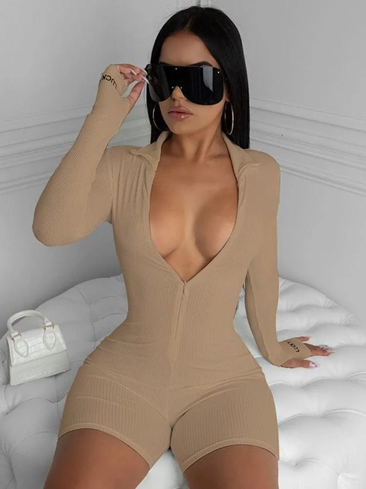 T-BOO Black Long Sleeve Short Jumpsuit, Midnight Affairs