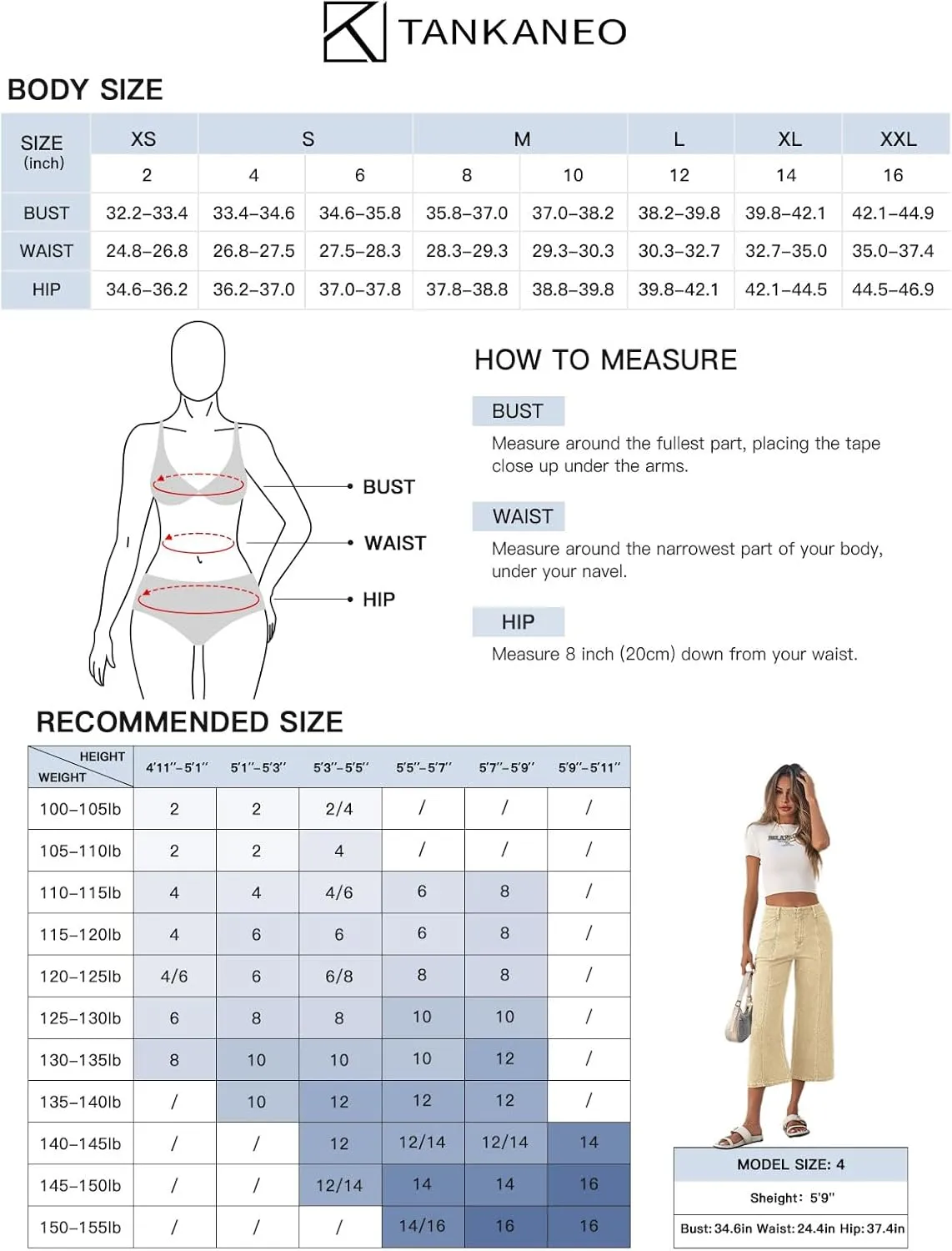 Tankaneo Womens Cropped Wide Leg Capri Jeans Baggy High Waisted Stretchy Flare Jeans Front Seam Denim Pants with Pockets