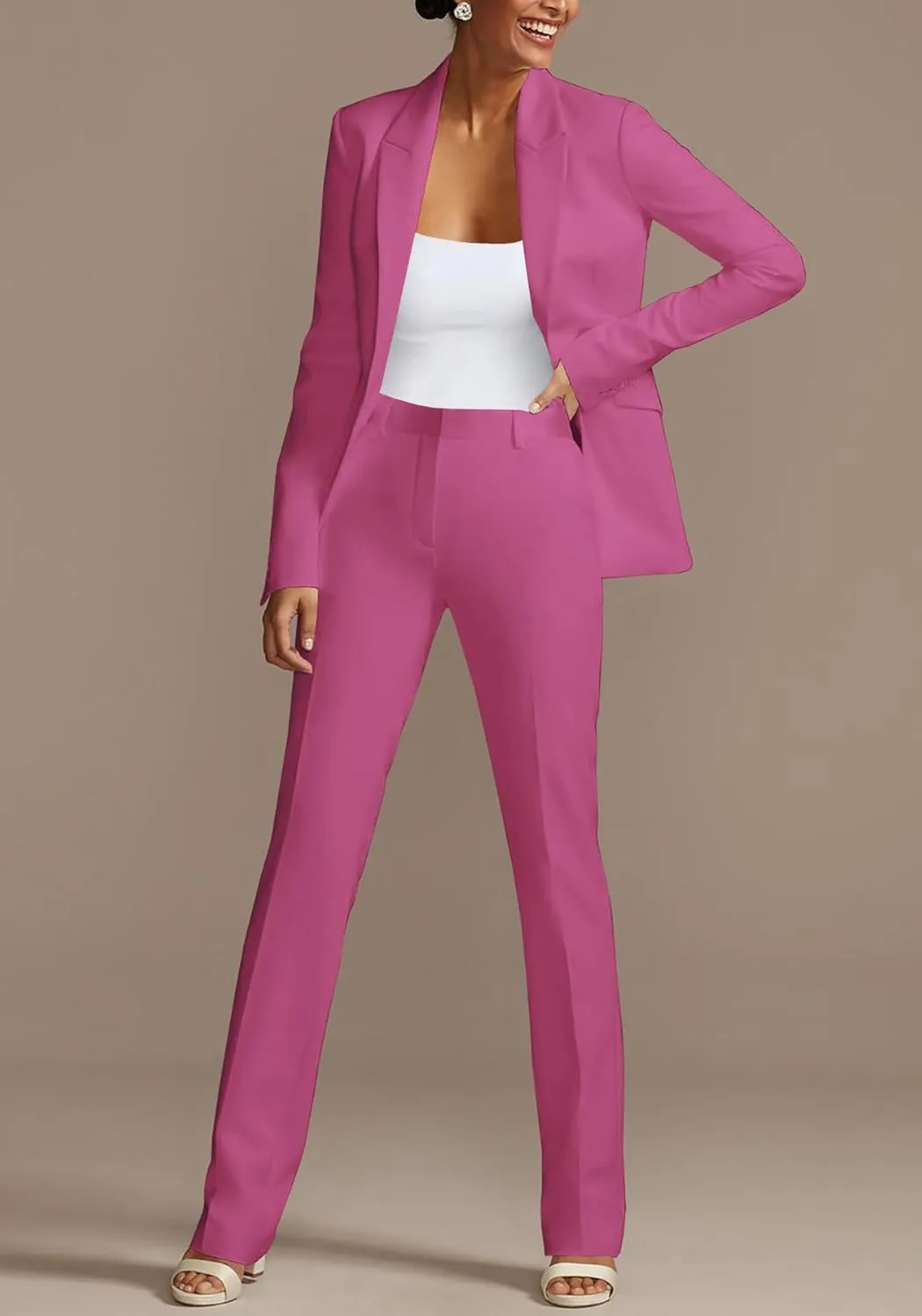 Tcremisa Women's Fashion Fall 2 Piece Pant Suit Dressy Long Sleeve Blazer and Slim Fit Pants Set Business Outfits