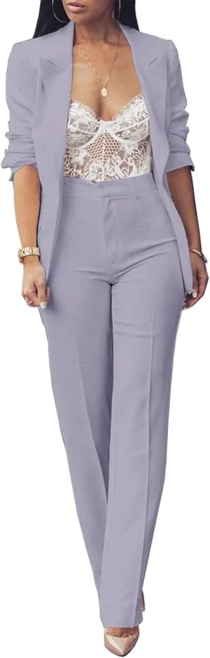 Tcremisa Women's Fashion Fall 2 Piece Pant Suit Dressy Long Sleeve Blazer and Slim Fit Pants Set Business Outfits