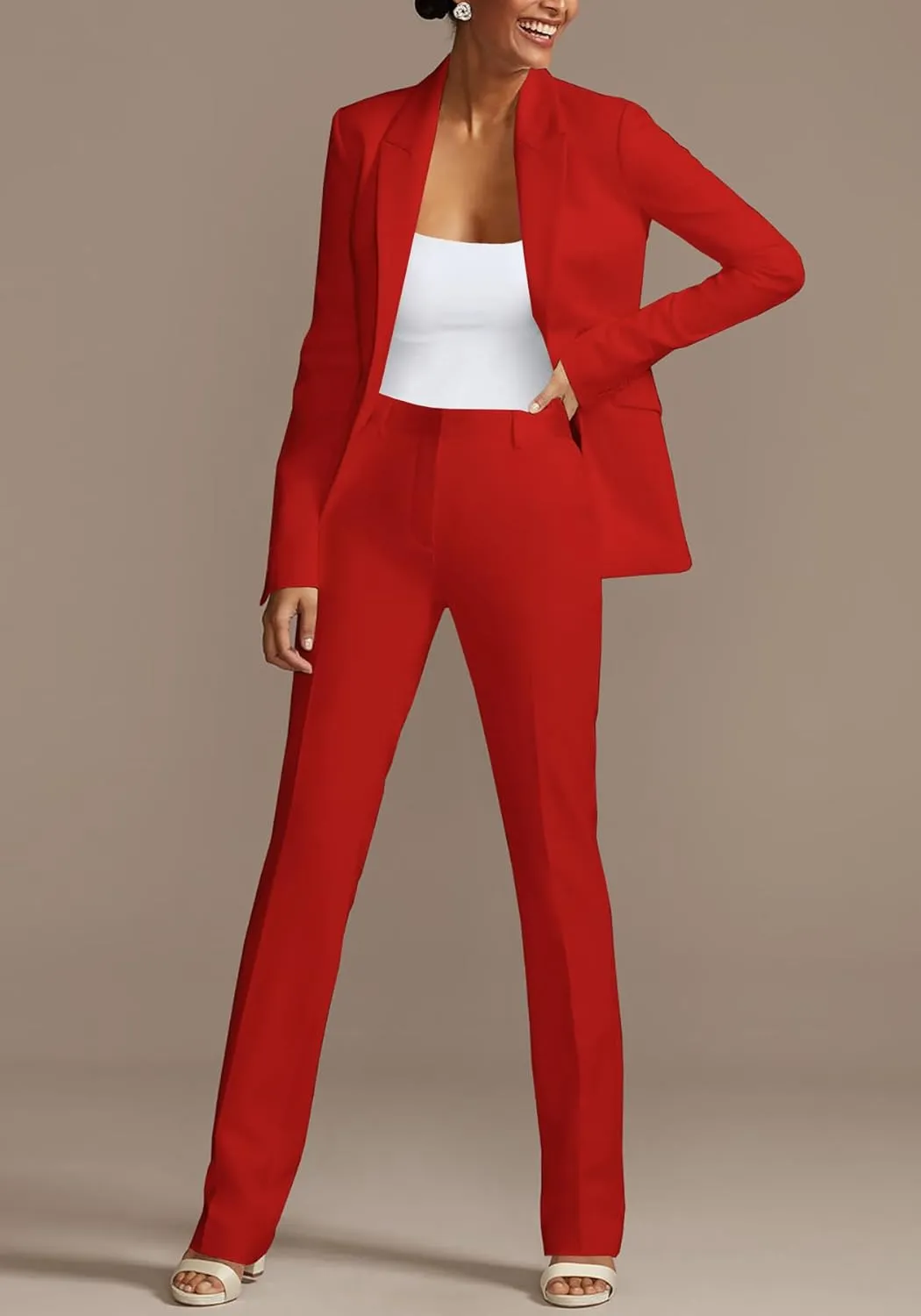 Tcremisa Women's Fashion Fall 2 Piece Pant Suit Dressy Long Sleeve Blazer and Slim Fit Pants Set Business Outfits