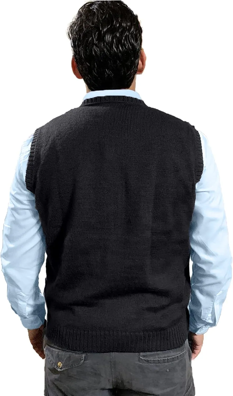TINKUY Peru Men's Alpaca Wool V Neck Sweater Vest, S-4XL