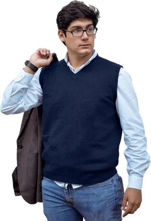TINKUY Peru Men's Alpaca Wool V Neck Sweater Vest, S-4XL