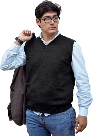 TINKUY Peru Men's Alpaca Wool V Neck Sweater Vest, S-4XL