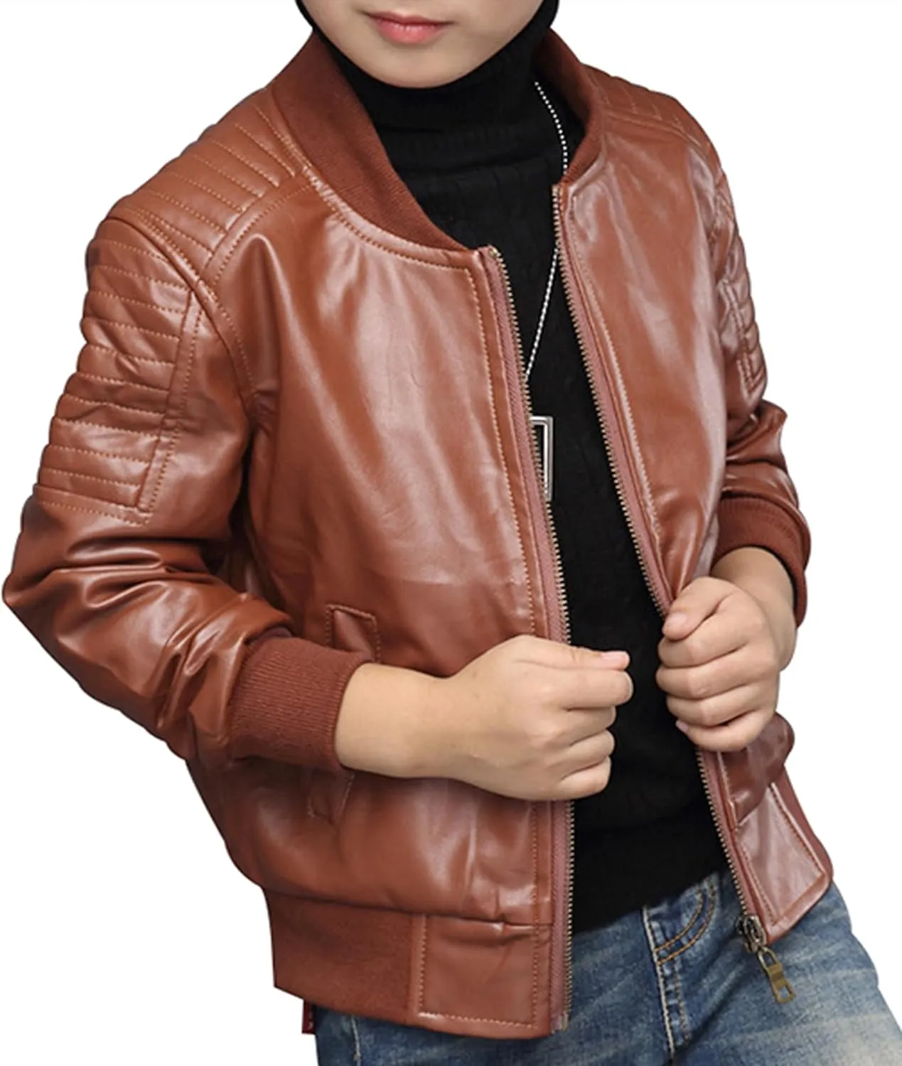 TLAENSON Boys Leather Jackets For Toddler Kids Faux Motorcycle PU Leather Coats Aged 2-12 yrs