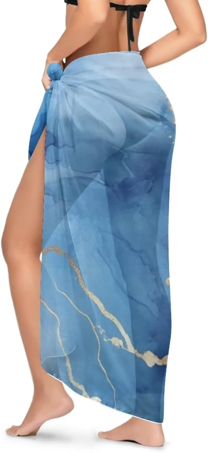 TOADDITDO Swimsuit Coverup for Women Marble Texture Style Sarong Pareo Wraps Beach Bathing Suit Wrap Skirt for Holiday